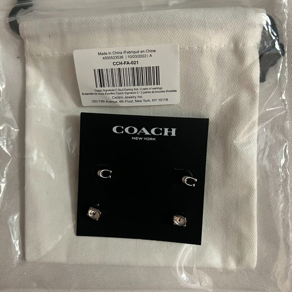 Coach Signature C Stud Earring Set/2 Pairs - Picture 2 of 3